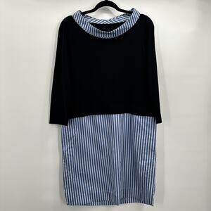 COS Dress Womens Small Striped Cowl Neck Midi Long Sleeve‎ Casual